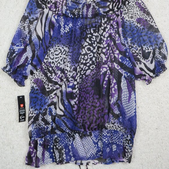 Unique Spectrum* Women's Short Sleeve Off-Shoulder Pullover‎ Blouse Size~ 3X - Picture 2 of 9